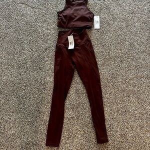 Women's Brown Leggings and Crop Top Set